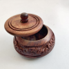 Brown Wood Carved Kum Kum Haldi box Brown Wood Carved Kum Kum Haldi box